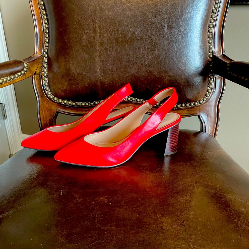 Banana Republic Red Slingback Block Heel Pumps